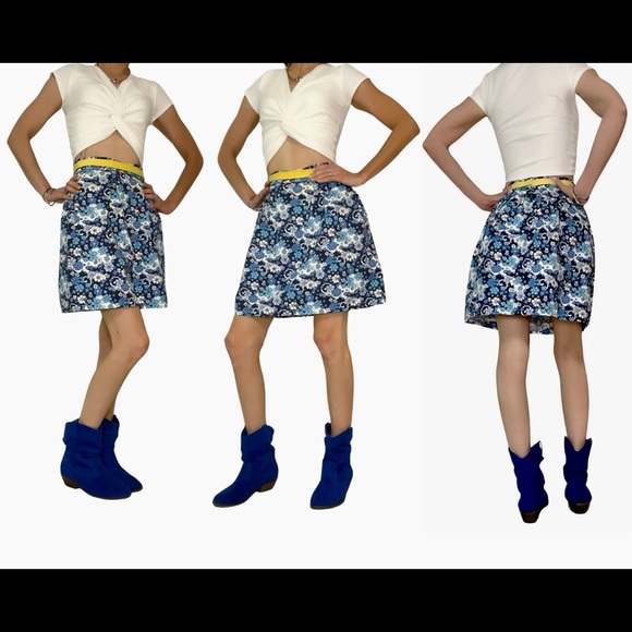 Handmade Floral Patterned High-Wasted Skirt with Snap Closure - Picture 9 of 9